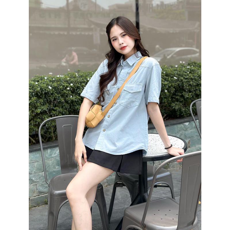 Áo Sơmi - 2 Túi Hộp - Chỉ Vai - Tay Ngắn