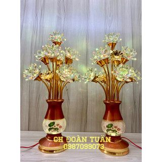 Cặp đèn bình bông pha lê - đèn 9 bông pha lê 3011