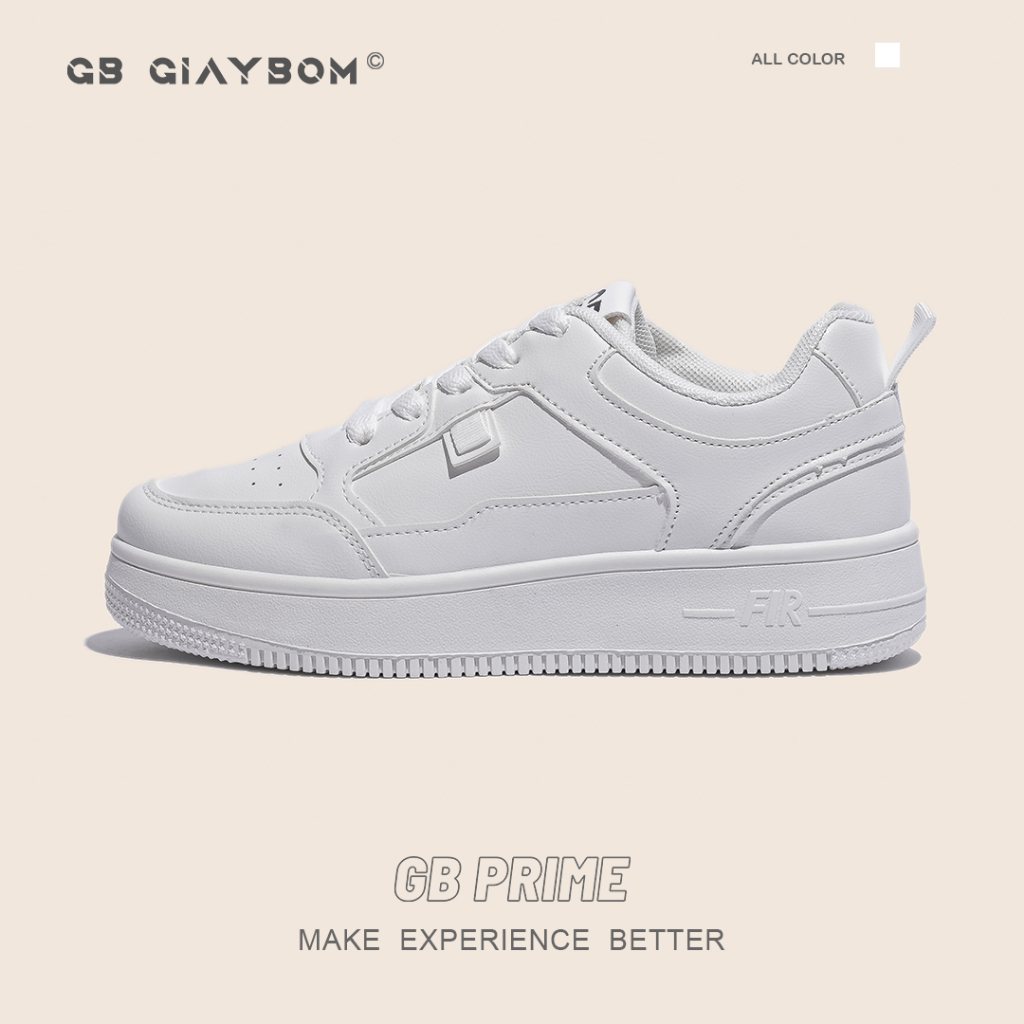 Giày Sneaker Nữ Đế Cao Basic Êm Chân Thích Hợp Đi Học, Chơi Màu Trắng Vàng Mới Nhất GiayBOM GB Classics B1800