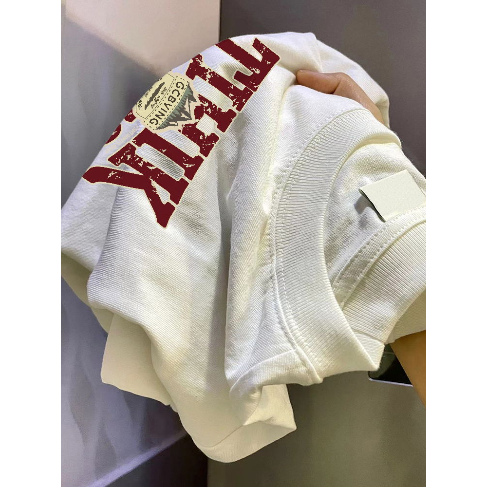 SALMO áo thun mùa hè nữ trắng cổ tròn form rộng áo phông chất unisex tee 100%Cotton