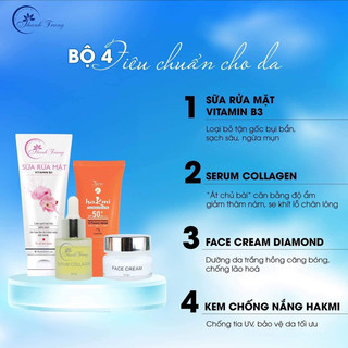 Combo dưỡng da kem diamond và serum, kem chống nắng hakmi, sữa mặt