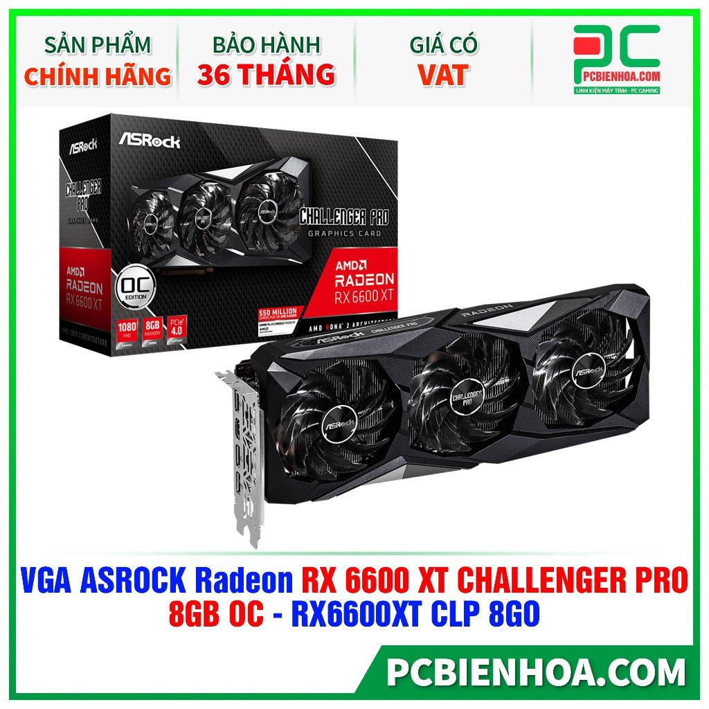 VGA ASROCK RADEON RX 6600xt CHALLENGER D 8GB ( RX6600 CLD 8G )