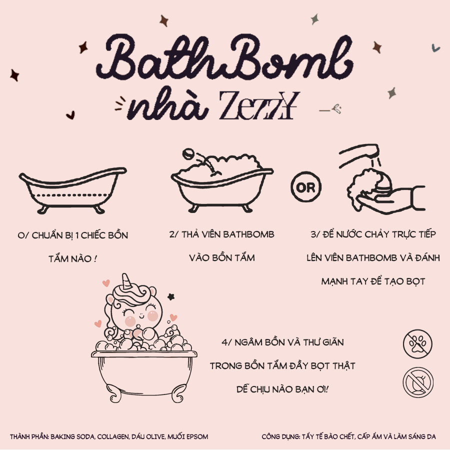 Bathbomb Crystal Gem ZezzY Viên bom sủi bọt tắm bồn đá pha lê