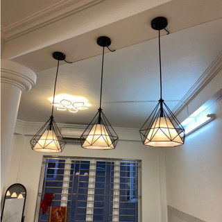Đèn thả trần , đèn trang trí chao kim cương cỡ 250mm , ánh sáng tự chọn