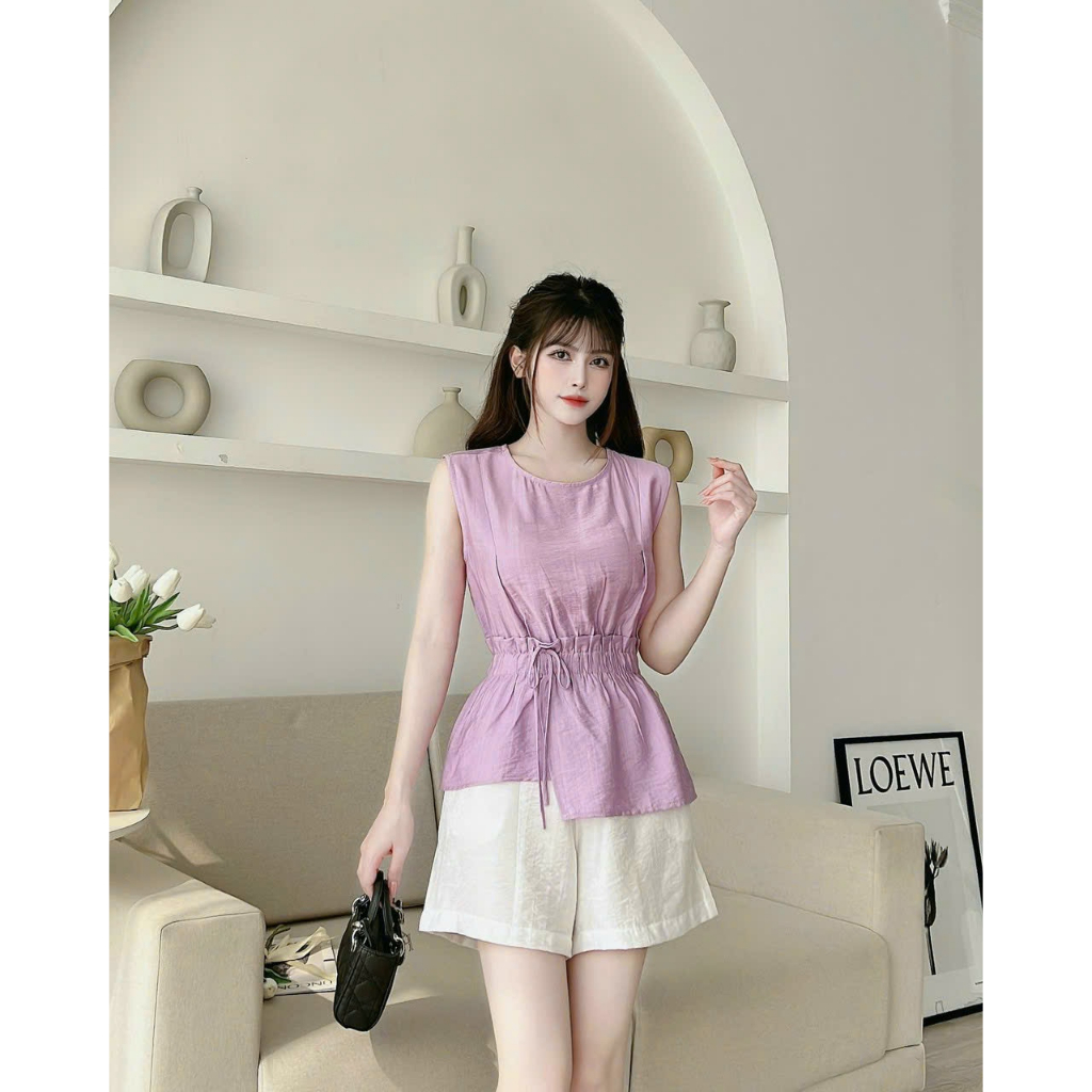 Bộ đồ đũi thời trang Anna cao cấp dáng áo gile quần đùi thời trang chất đũi mềm mịn thoáng mát dễ mặc