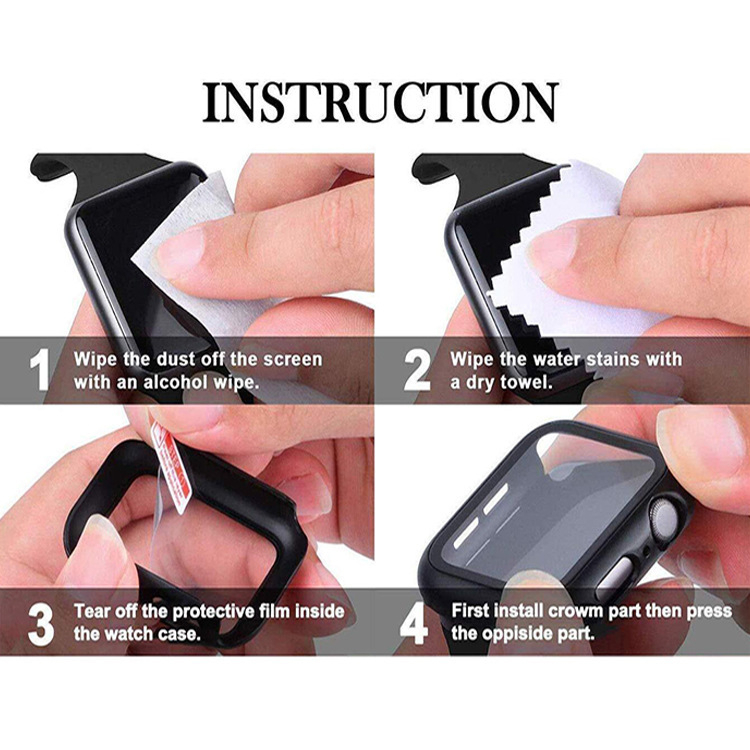 Vỏ đồng hồ Apple cho iWatch 7/6/5/4/3/2/1/SE PC + kính 38mm/41mm/42mm/44mm/45mm/49mm