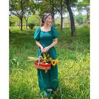 Đầm Maxi dáng dài , bẹt vai, chun eo,tay bồng , tôn da, tôn dáng sang trọng quý phái