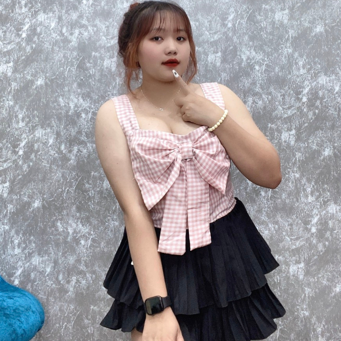 Áo Sơ Mi Caro Bigsize nữ Bánh bèo Cột Nơ cách điệu 58kg-95kg AK5