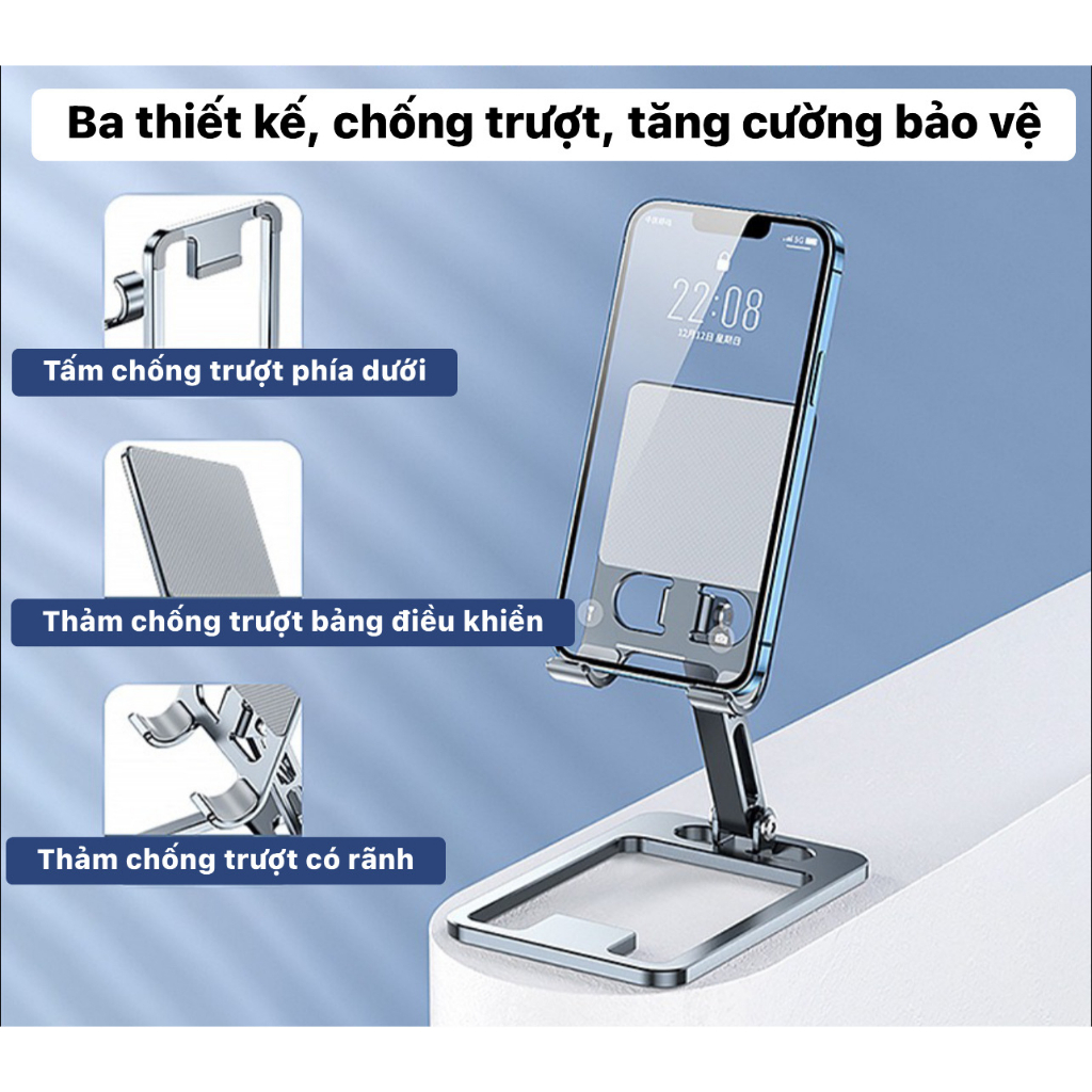Giá đỡ điện thoại máy tính bảng , kim loại siêu mỏng thích hợp cho iPad 10.2 7 8 9 Gen Soporte Xiaomi Samsung