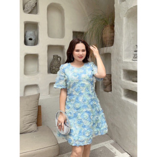 Đầm hoa bigsize kiểu cổ tròn đơn giản dễ mặc đi chơi dạo phố 55 - 90kg