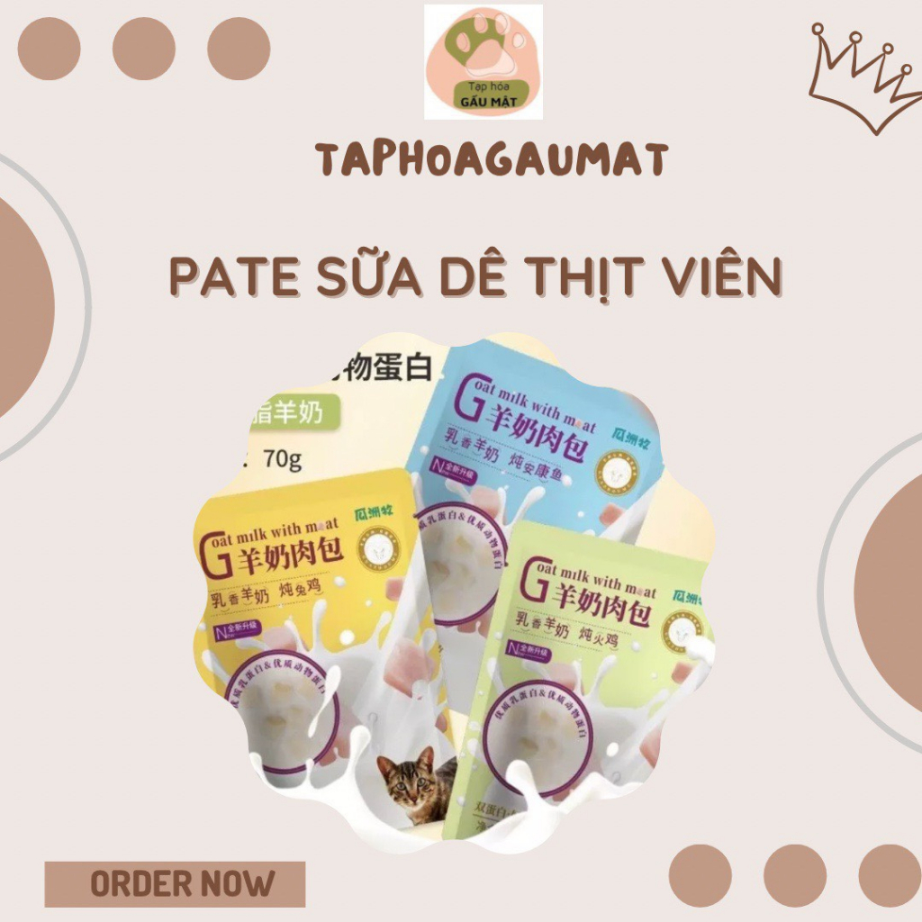 PATE SỮA DÊ KẾT HỢP CÙNG THỊT VIÊN THƠM NGON CHO MÈO - 70 GR