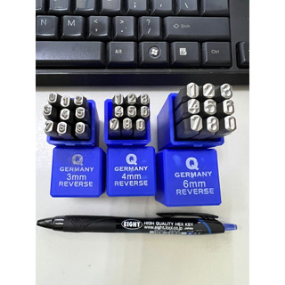 Bộ đóng số ngược q germany, 3mm 4mm 5mm 6mm, bộ đóng số kim loại thép cứng, bộ đóng số đảo ngược reversed,