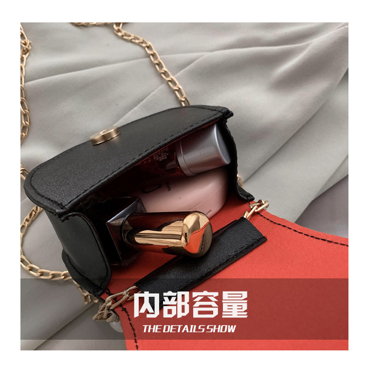 Túi mini nữ túi xách tay đeo chéo da trơn phối dây ngọc quai xích phong cách Hàn Quốc LK336