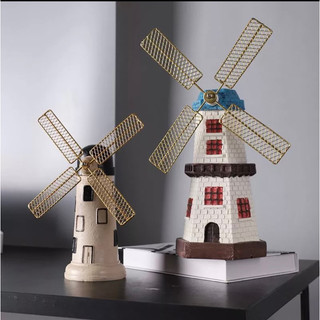 Mô hình ngôi nhà cối xay gió HÌNH CHỤP THẬT - Decor đồ trang trí theo phong cách biển Địa Trung Hải