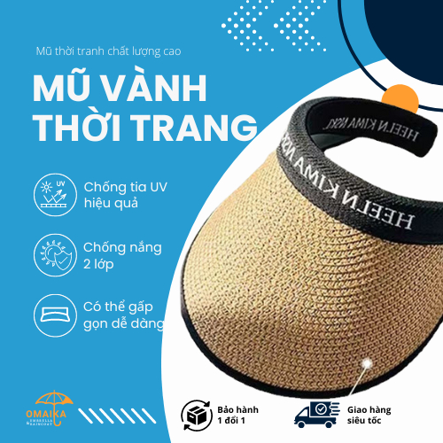 Mũ Vành Nửa Đầu Thời Trang Sang Trọng Chống Nắng Chống Tia Uv Sợi Cói Dy37 Omaika