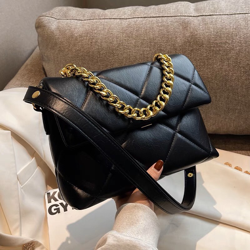 Túi xách đeo vai đeo chéo nữ thêu trám To phối xích sang chảnh