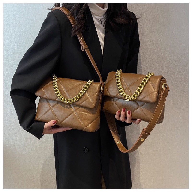 Túi xách đeo vai đeo chéo nữ thêu trám To phối xích sang chảnh