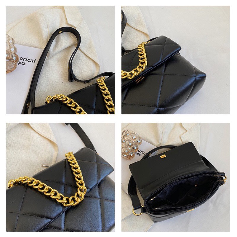 Túi xách đeo vai đeo chéo nữ thêu trám To phối xích sang chảnh