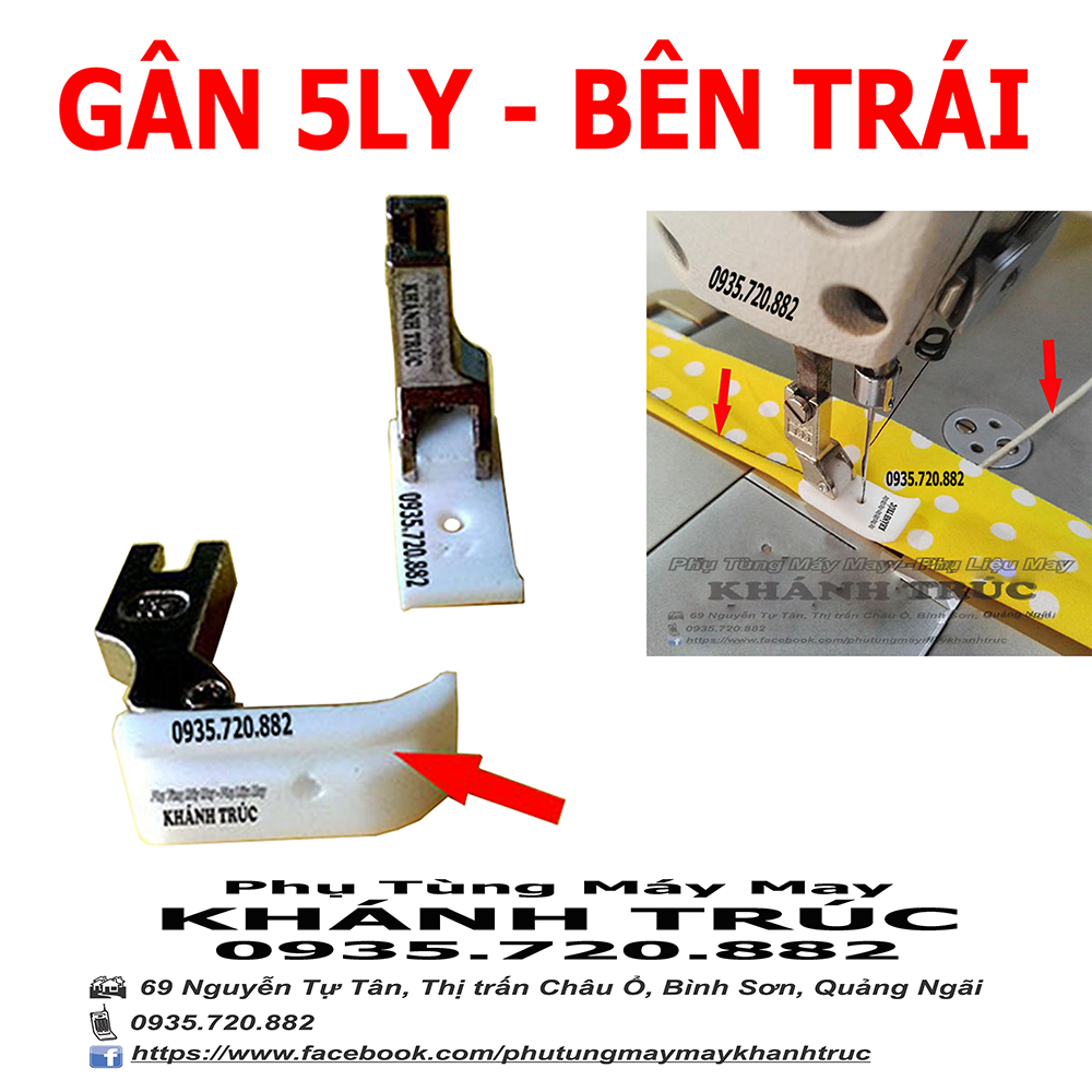 Chân vịt nhựa may dây gân bên trái máy may công nghiệp 1kim