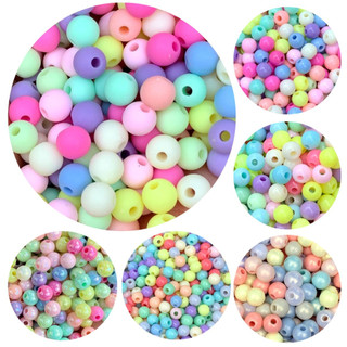 Túi 10g hạt nhựa tròn 4/6/8/10mm nhiều màu xỏ vòng tay, làm trang sức thủ công DIY