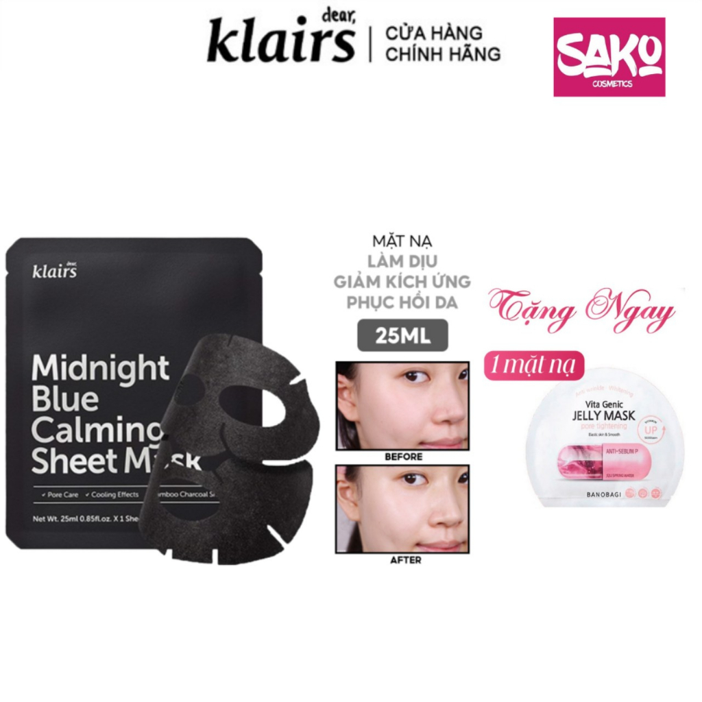 Mặt nạ làm dịu da Dear Klairs Midnight Blue Calming Sheet Mask 25ml