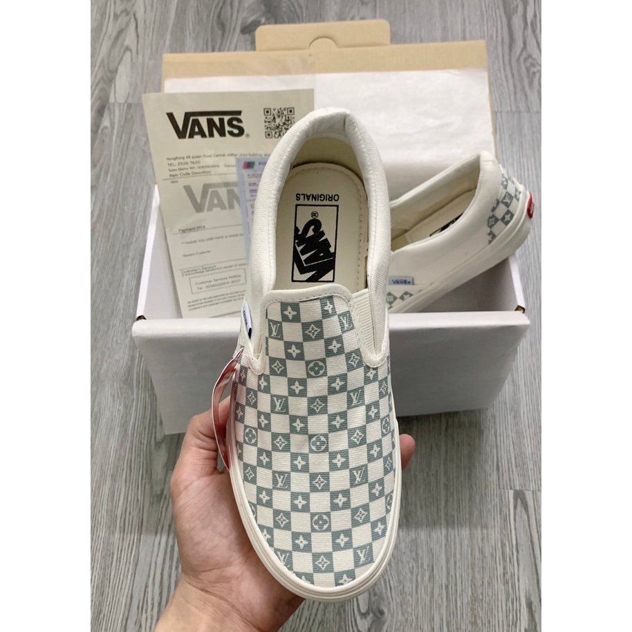 Giày thể thao V.ns Lười L.V rêu caro ,Giày V.ans slip on rêu caro nam nữ cực chất 2022 full box bill