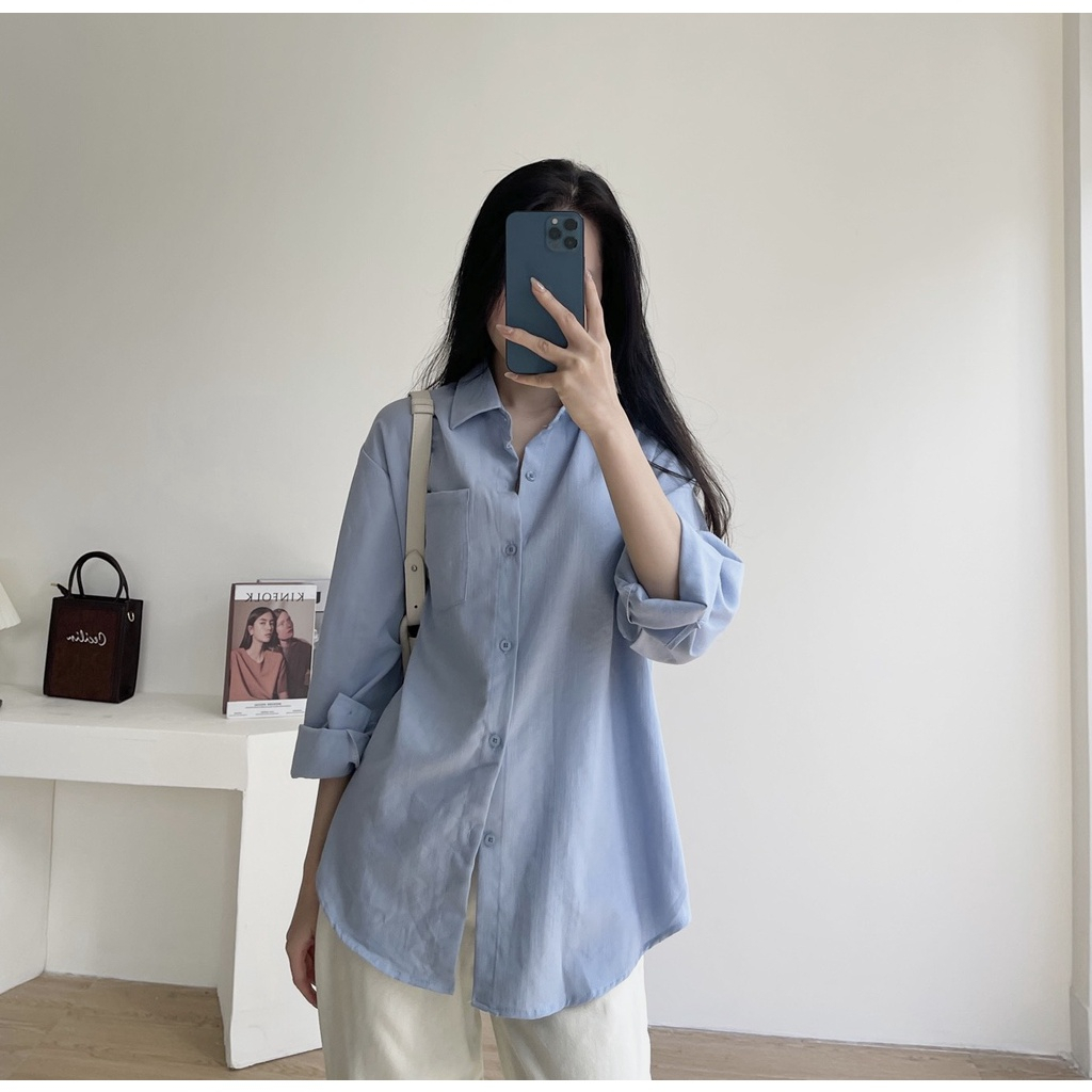 [Mã TOPS06 giảm đến 10k đơn 99k] Áo sơ mi đũi xước dáng rộng , áo sơ mi chất vải thoáng mát LA3158 | BigBuy360 - bigbuy360.vn