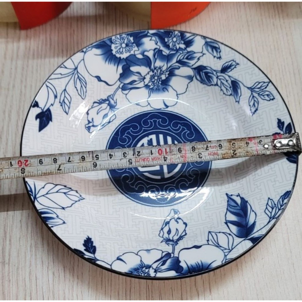 DĨA TRÒN SÂU GỐM SỨ HỌA TIẾT CHỮ PHÚC – SIZE CỠ 8,9