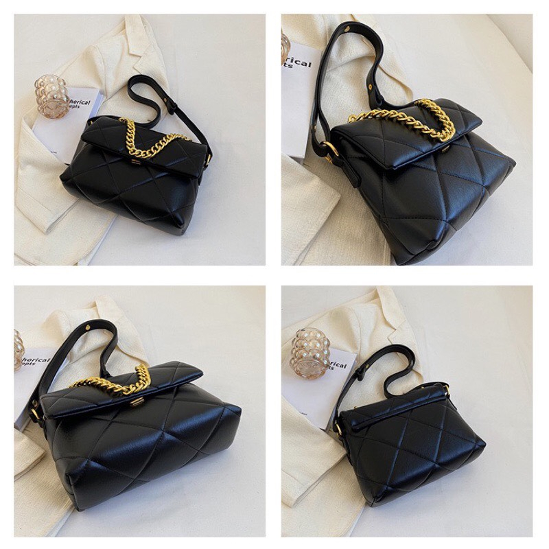 Túi xách đeo vai đeo chéo nữ thêu trám To phối xích sang chảnh