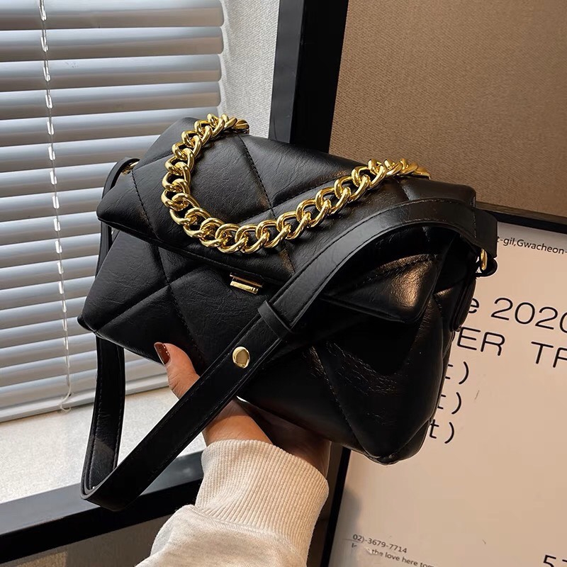 Túi xách đeo vai đeo chéo nữ thêu trám To phối xích sang chảnh