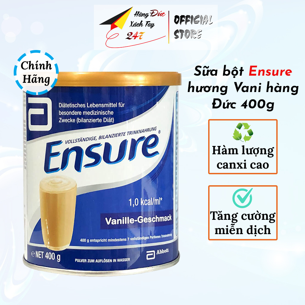 Sữa Bột Ensure Vanille bổ sung canxi, giúp chắc khỏe xương, vitamin khoáng chất tăng cường hệ miễn dịch 