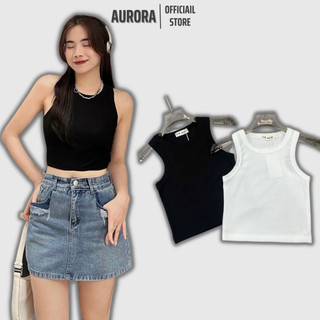 Áo 3 lỗ croptop vải tăm gân cotton ôm body AURORA