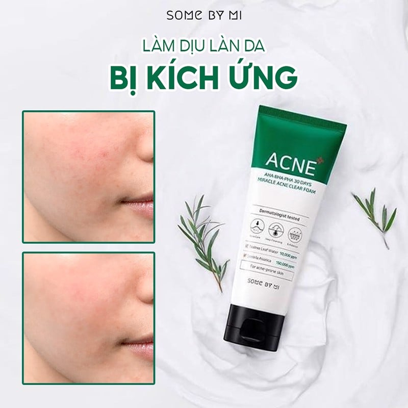 Sữa Rửa Mặt Some By Mi AHA-BHA-PHA 30 Days Miracle Acne Clear Foam Làm Sạch Sâu Cho Da Dầu Mụn nhạy cảm 100ml