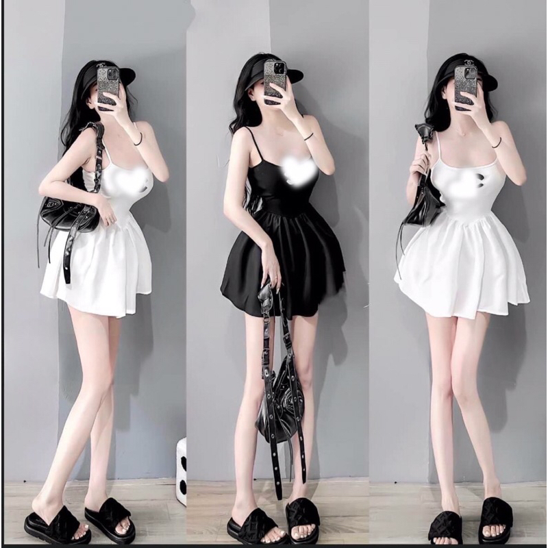 Váy 2 dây bồng xoè