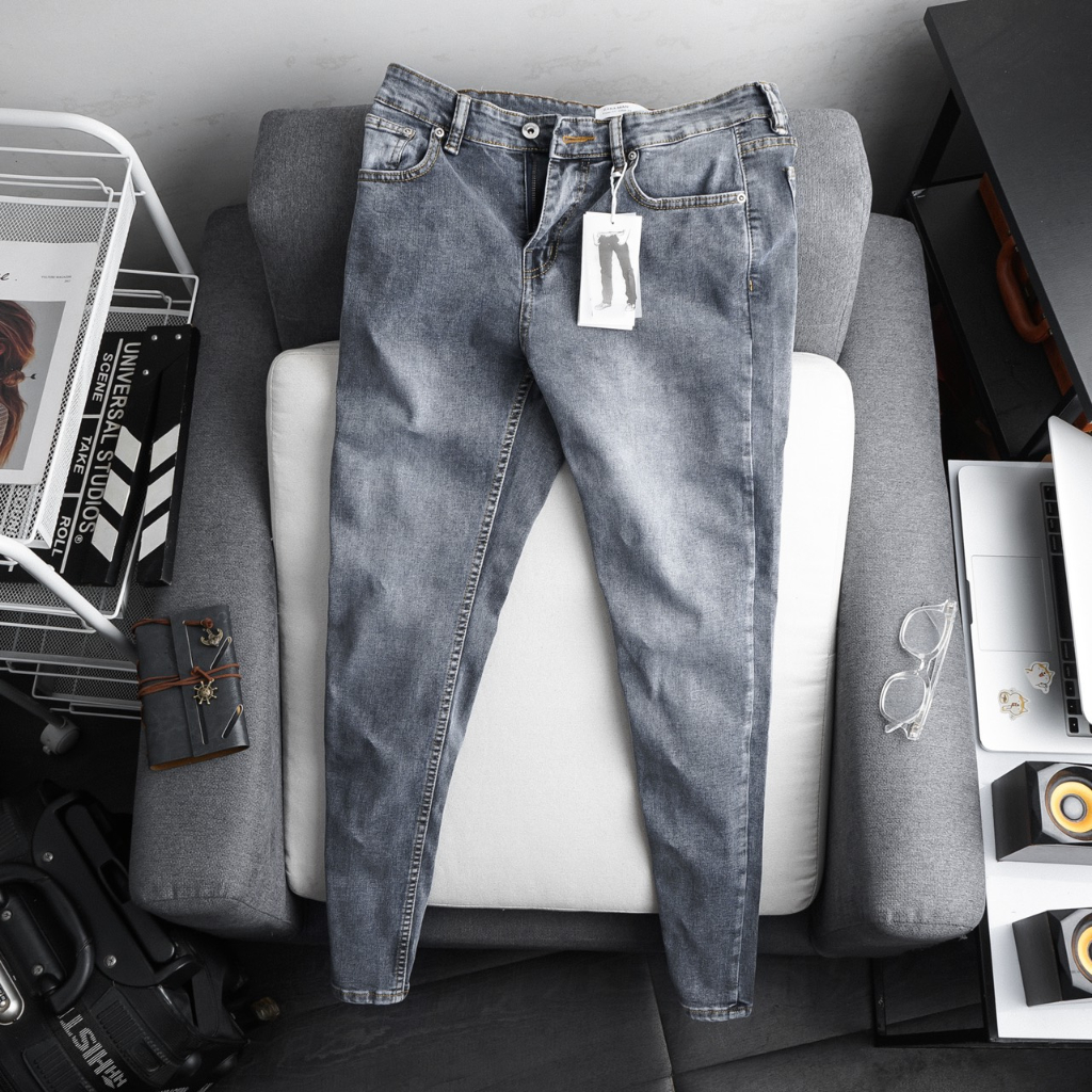 Quần jean nam ống đứng màu xám khói hàng VNXK xịn bò co giãn