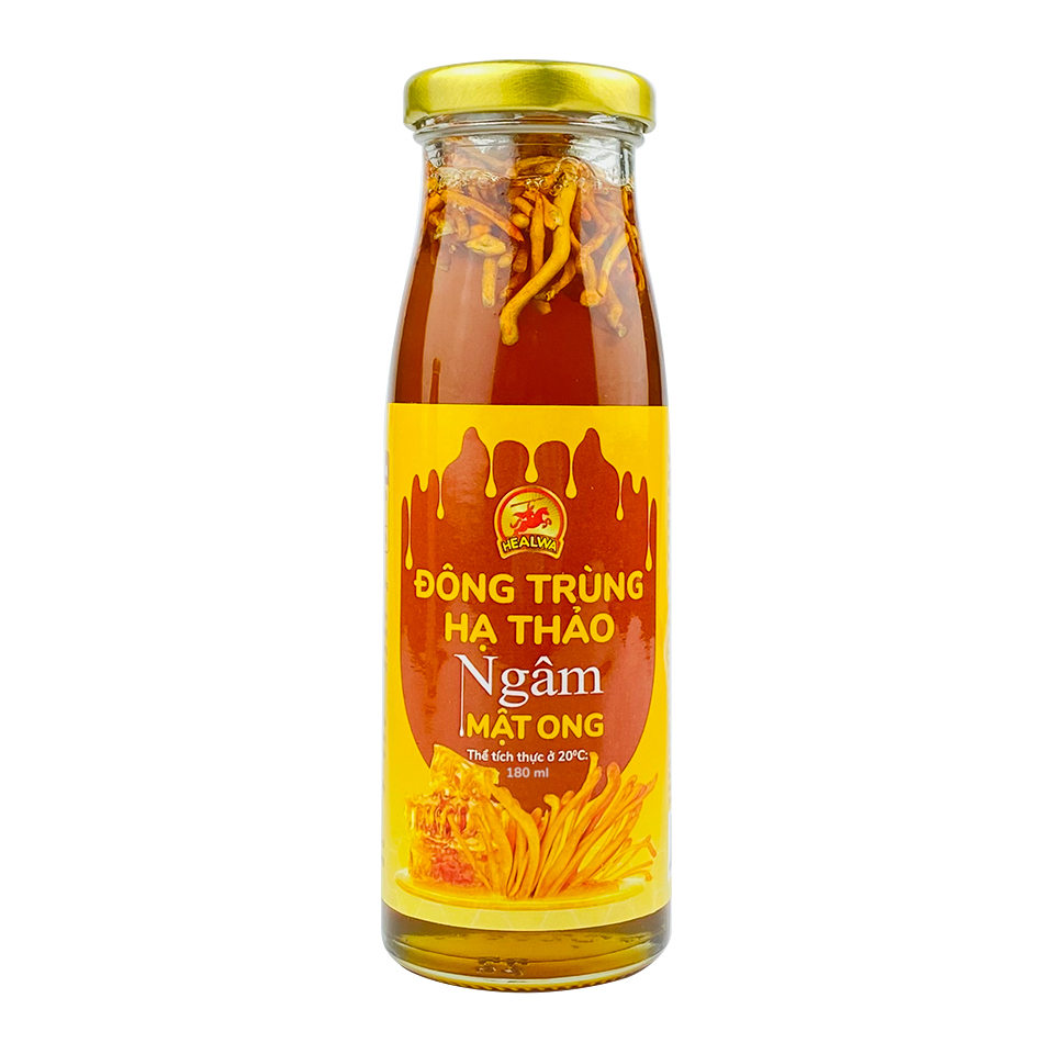 Đông trùng hạ thảo ngâm mật ong nguyên chất Healwa chai lớn 180ml hỗ trợ tăng cường sức khỏe