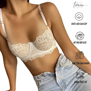  TM21 Áo Lót Ren Xuyên Thấu Có Gọng Không Mút Lót Thiết Kế TIMIN WORKSHOP 