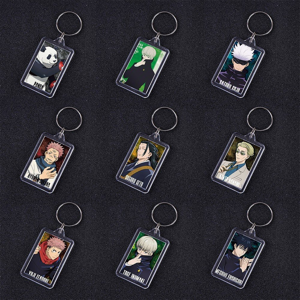 Móc khóa mica IN HÌNH JUJUTSU KAISEN Chú Thuật Hồi Chiến ver NỀN CHỮ anime chibi xinh xắn tiện lợi dễ thương