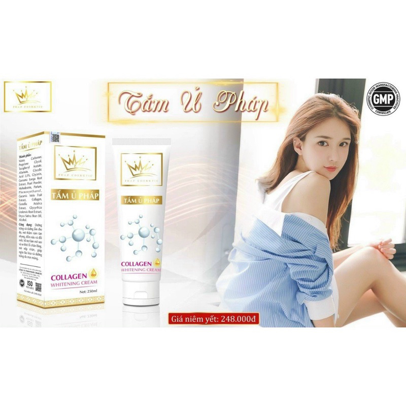 Kem dưỡng tắm ủ trắng Body Collgen Whitening Cream Pháp Cosmetic trắng da bật tone, làm trắng sáng mịn da