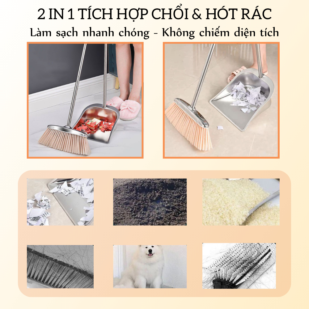 Chổi Quét Nhà Tokya Kèm Hót Rác Đa Năng Chất Liệu Inox Chắc Chắn