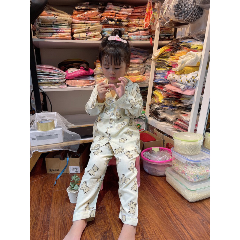 Đồ bộ pijama đũi lạnh tay dài quần dài cho bé trai bé gái