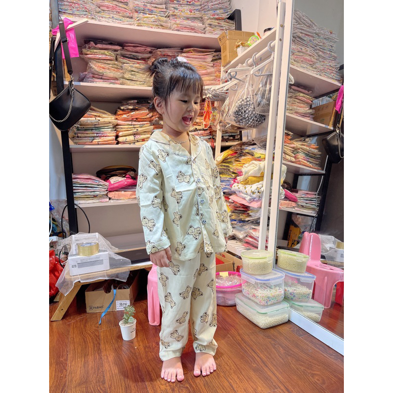 Đồ bộ pijama đũi lạnh tay dài quần dài cho bé trai bé gái