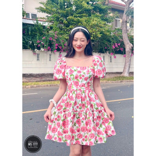 Đầm hoa cổ vuông cut eo xinh xắn bigsize (60-80kg)