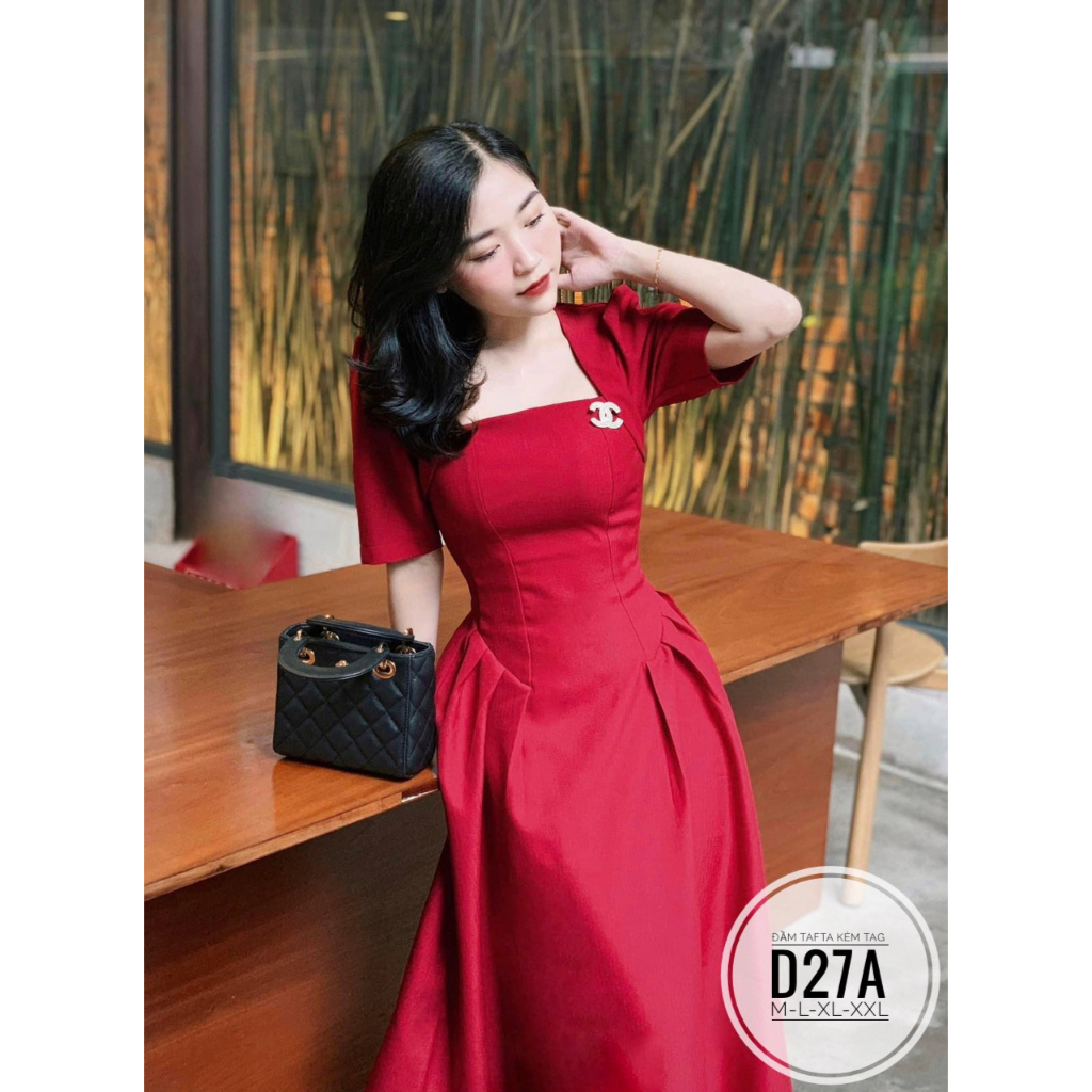 Đầm tafta dáng dài cổ thang bigsize (65-70kg)
