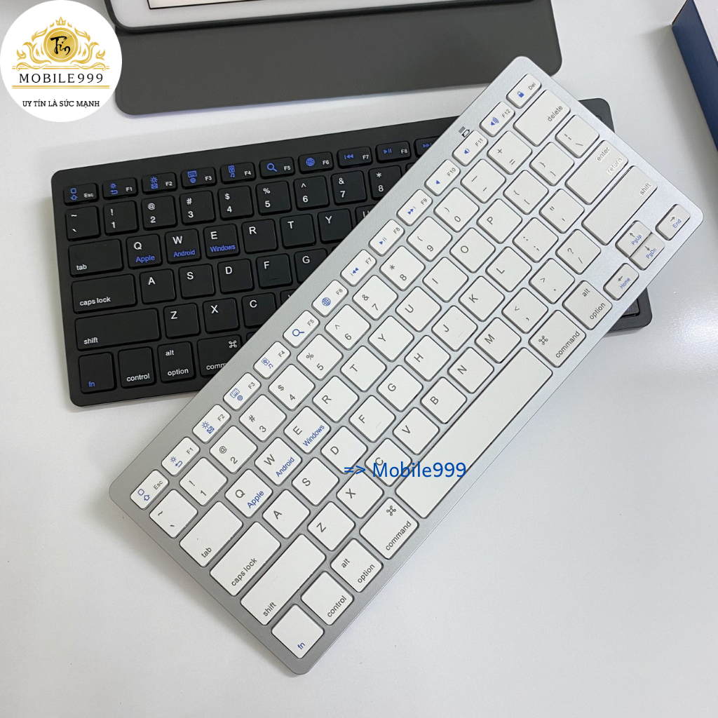 Bàn Phím Không Dây Bluetooth Mỏng Đẹp - Phím ấn nhẹ - Dùng cho - Điện Thoại - Máy Tính Bảng MOBILE999
