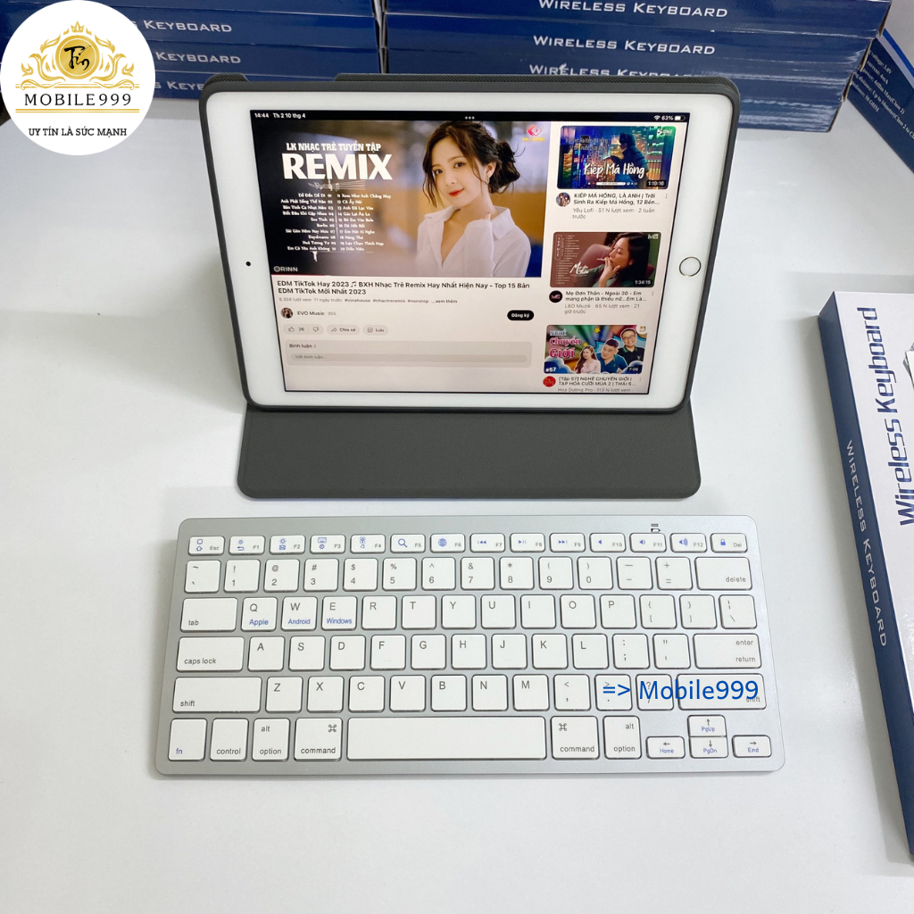 Bàn Phím Không Dây Bluetooth Mỏng Đẹp - Phím ấn nhẹ - Dùng cho - Điện Thoại - Máy Tính Bảng MOBILE999