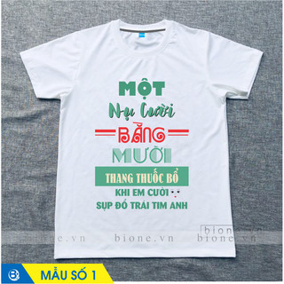 Áo thun nam nữ - một nụ cười bằng mười thang thuốc bổ