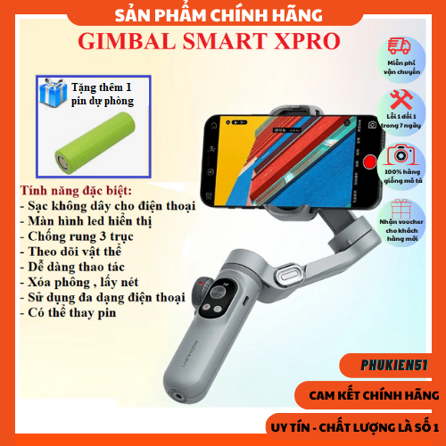 Gimbal Smart X Pro Tay cầm chống rung, Gymbal hỗ trợ quay phim, chụp ảnh chuyên nghiệp