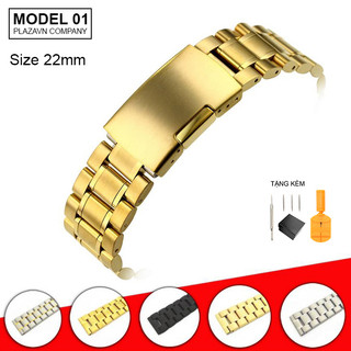 Dây đeo đồng hồ thép đúc đặc không gỉ model 01 kiểu khóa bấm chống gỉ