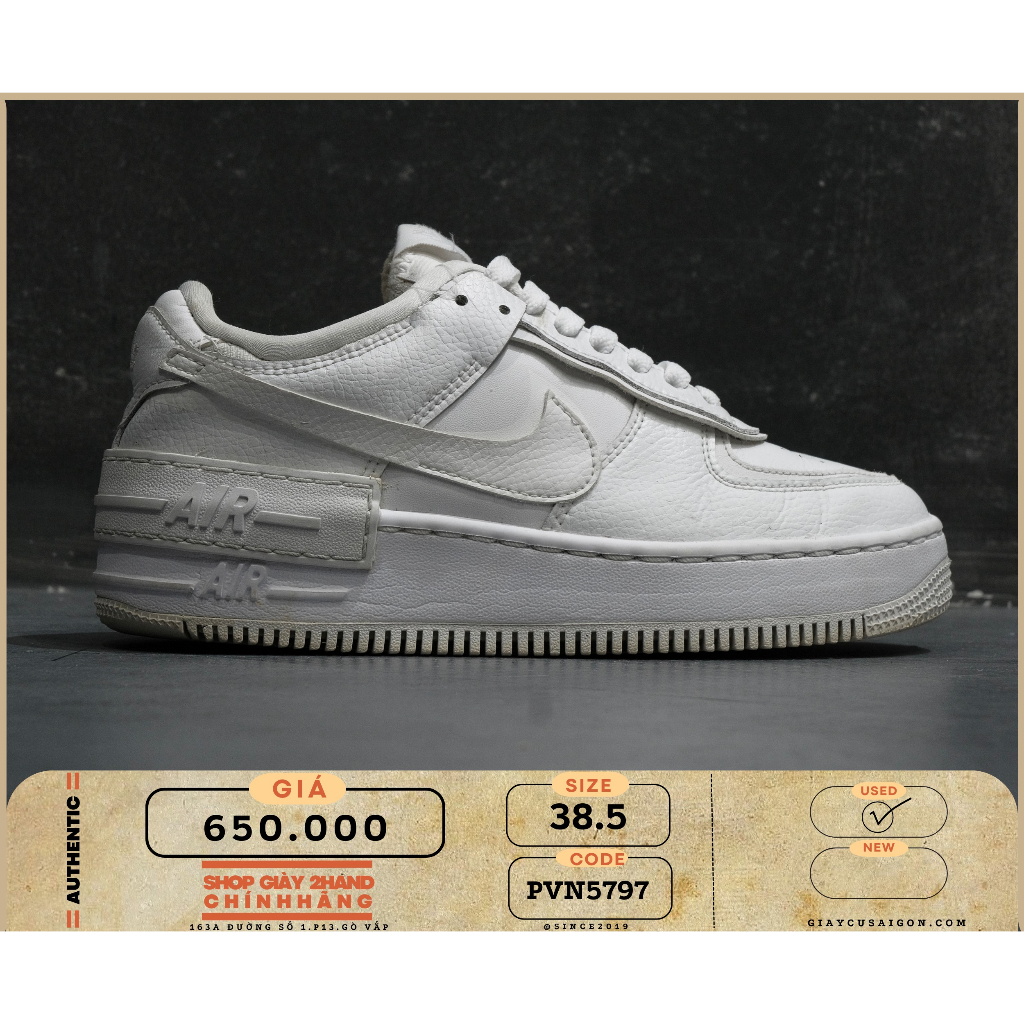 Giày 2hand Nike Air Force 1 Shadow Triple White CI0919 100